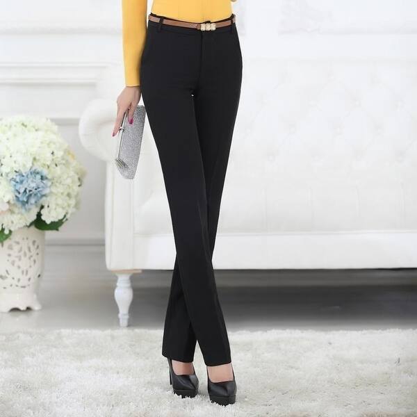 Shop Lenshin Belt Loop Plus Size Formal Pants For Women Office