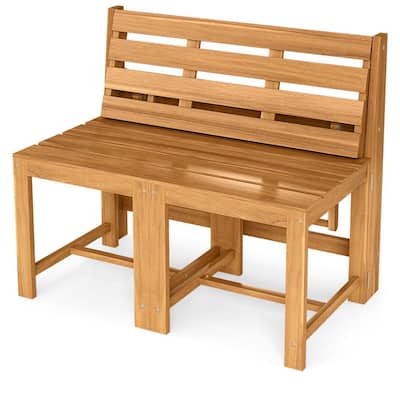 Natural Acacia Wood Convertible Loveseat Table Bench 3-in-1 Outdoor - 21.5" x 35.5" x 31.5"