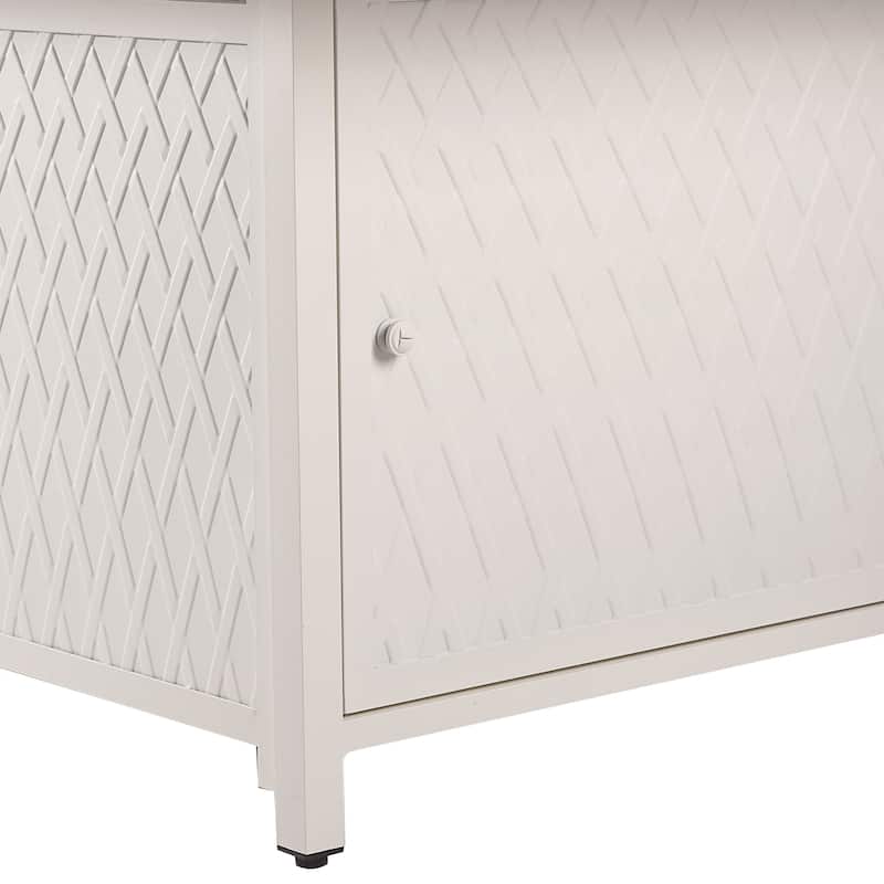 Rectangular 48 in. x 36 in. Aluminum Propane Fire Pit Table, Glass Beads, Two Covers, Lid, 57,000 BTUs - N/A