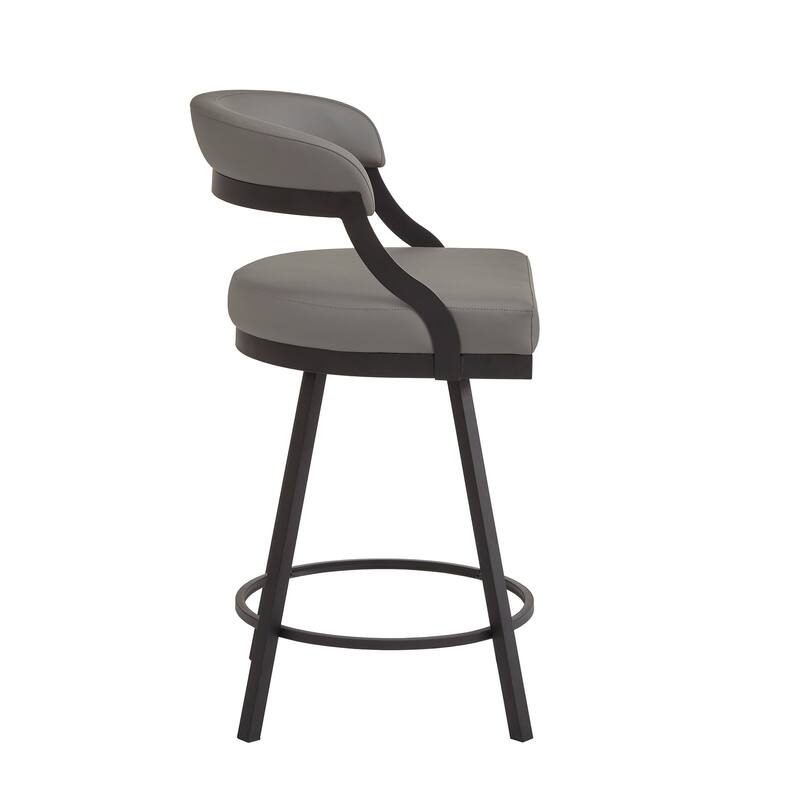 Bacalar Black Finish Metal Round Counter Height Table with Vegan Leather Swivel Chair Set by iNSPIRE Q Modern