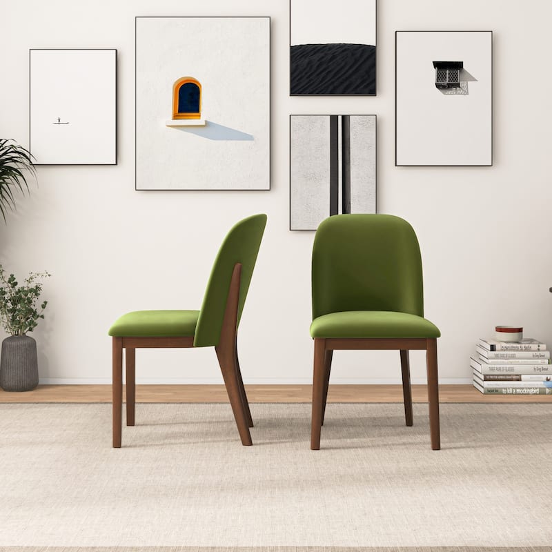 Bellar Mid Century Modern Linen/Velvet Dining Chair (Set of 2)