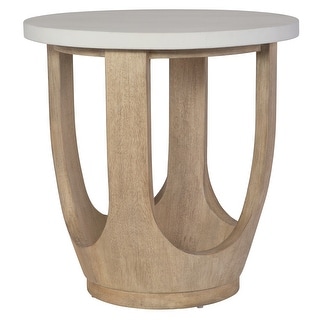 Uttermost Tatli Stone Top Side Table - 24"W x 24.4"H x 24"D