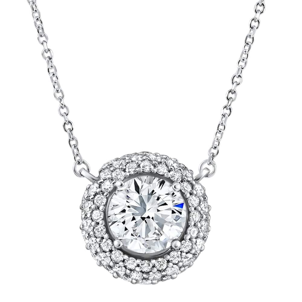 Bliss Diamond Certified 3 1/2Ct Euro Diamond Pendant Gold 18" Women's Necklace Lab Grown