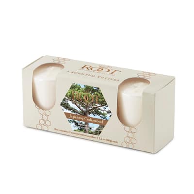 ROOT Candles Scented 20 Hr. Votive, Japanese Cedarwood, box of 3 ea.