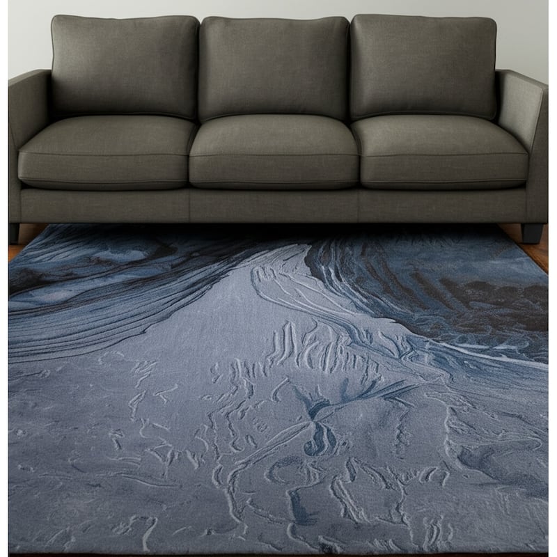 HomeRoots Abstract Coastal Rectangle Area Rug - 96.00 in. x 60.00 in.  x 0.51 in.