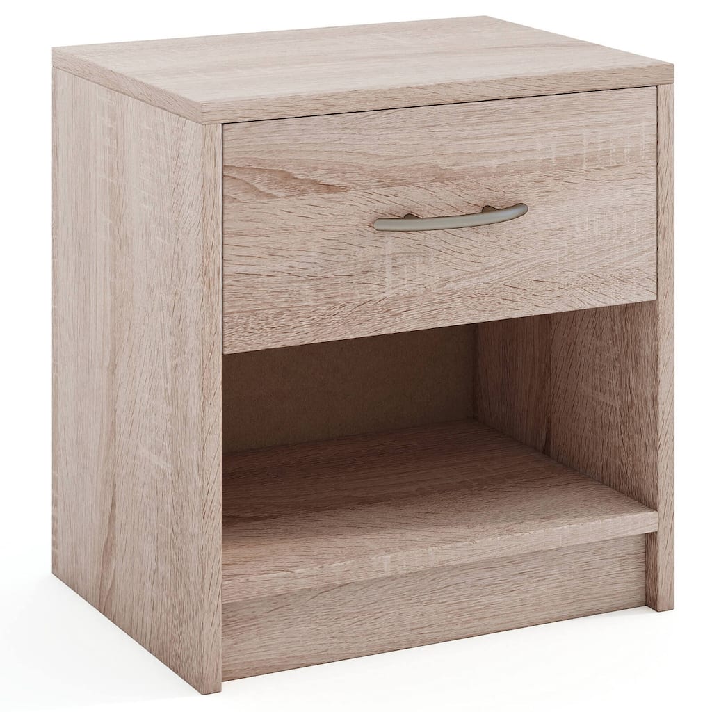 Costway Modern Nightstand Bedside Table with Drawer Open Storage Shelf
