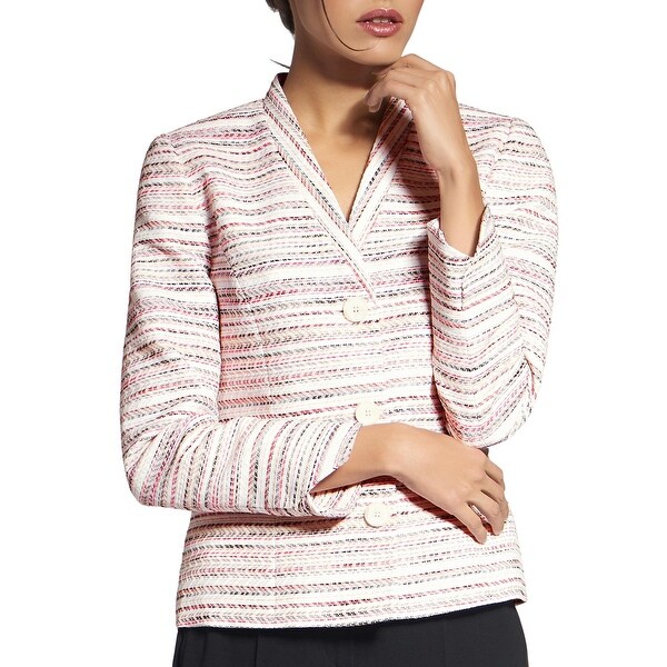 Basler Womens Three-Button Blazer Metallic V-Neck - Pink Multi. Opens flyout.