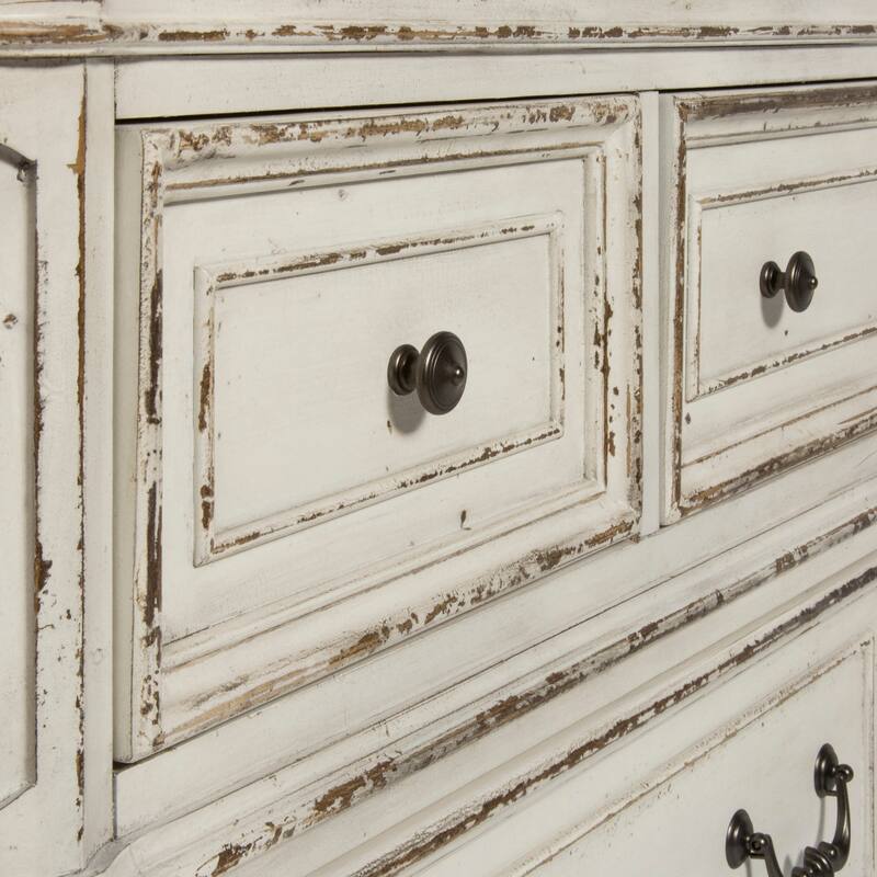 Magnolia Manor Upholstered Bed, and Dresser and Mirror Set