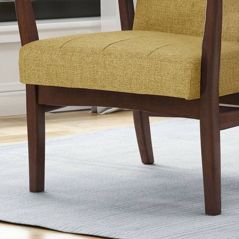 Mid Century Modern Fabric Club Chair with Wood Frame Mustard 28" x 31