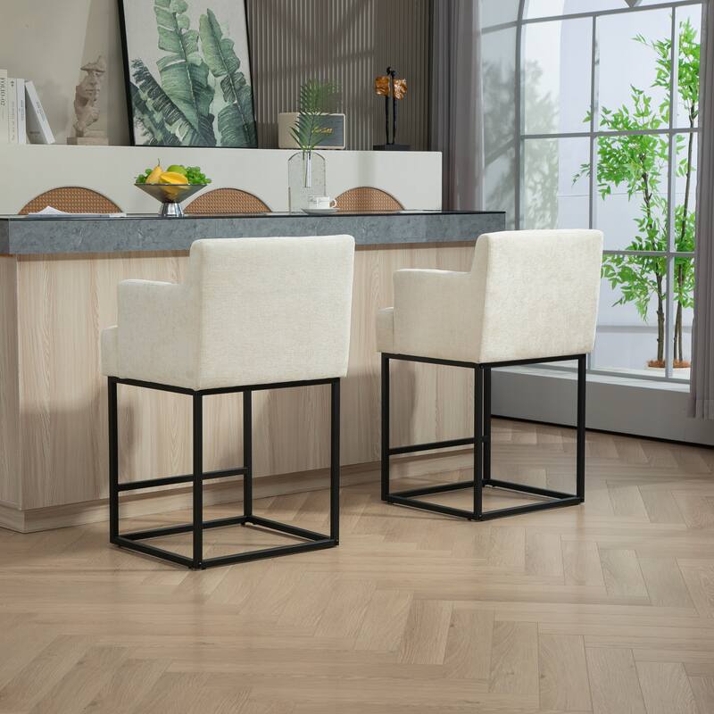 House Hold Counter Height Bar Stools Set of 2,Modern Square PU Bar Stool