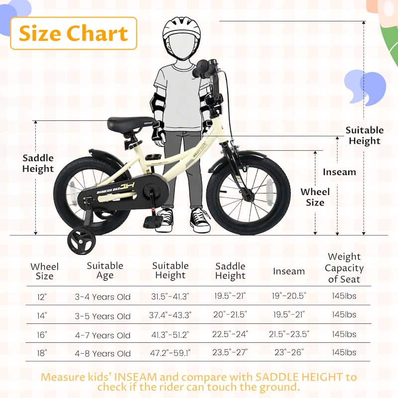 Costway 14" Kids Bike with Removable Training Wheels Adjustable Seat & - See Details