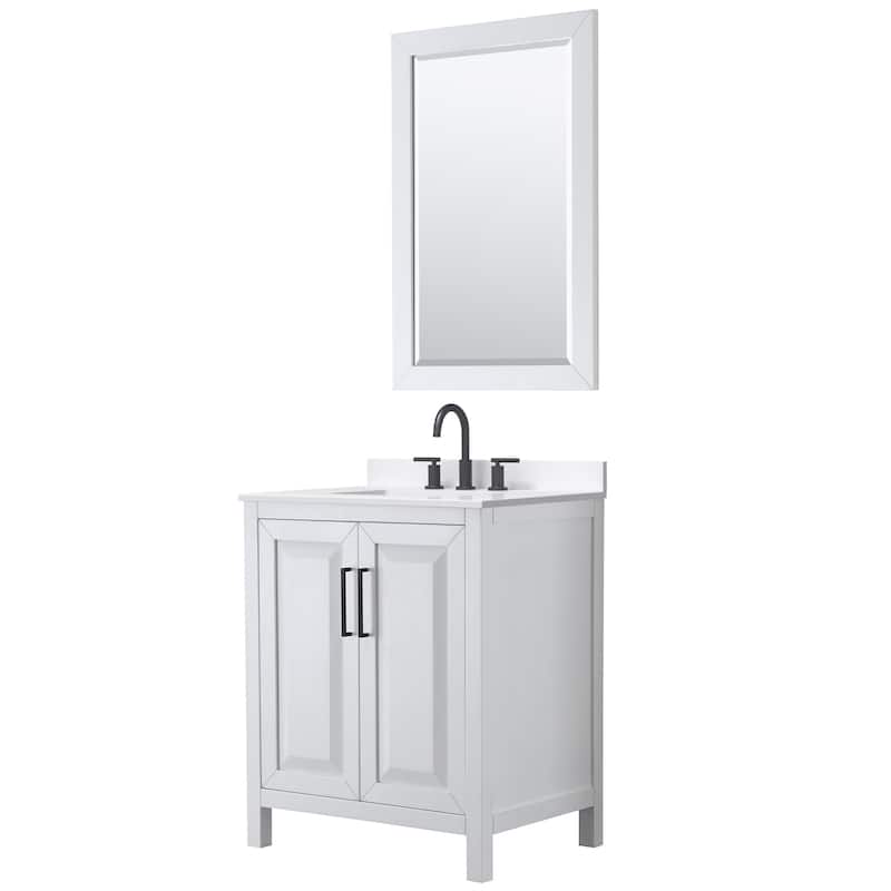 Wyndham Collection WCV252530S-QTZ-US3M24 Daria 30" Free Standing - White / White Quartz Top / Matte Black Hardware