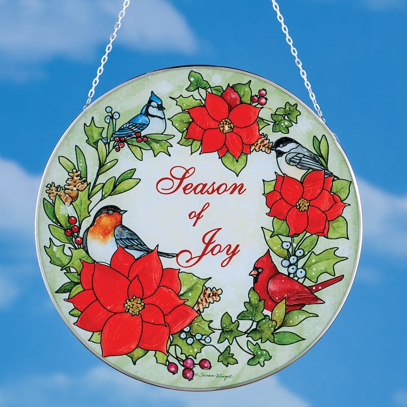 Season of Joy Poinsettia Hanging Suncatcher - 10 x 10 x 0.12 - Green - 10 x 10 x 0.12