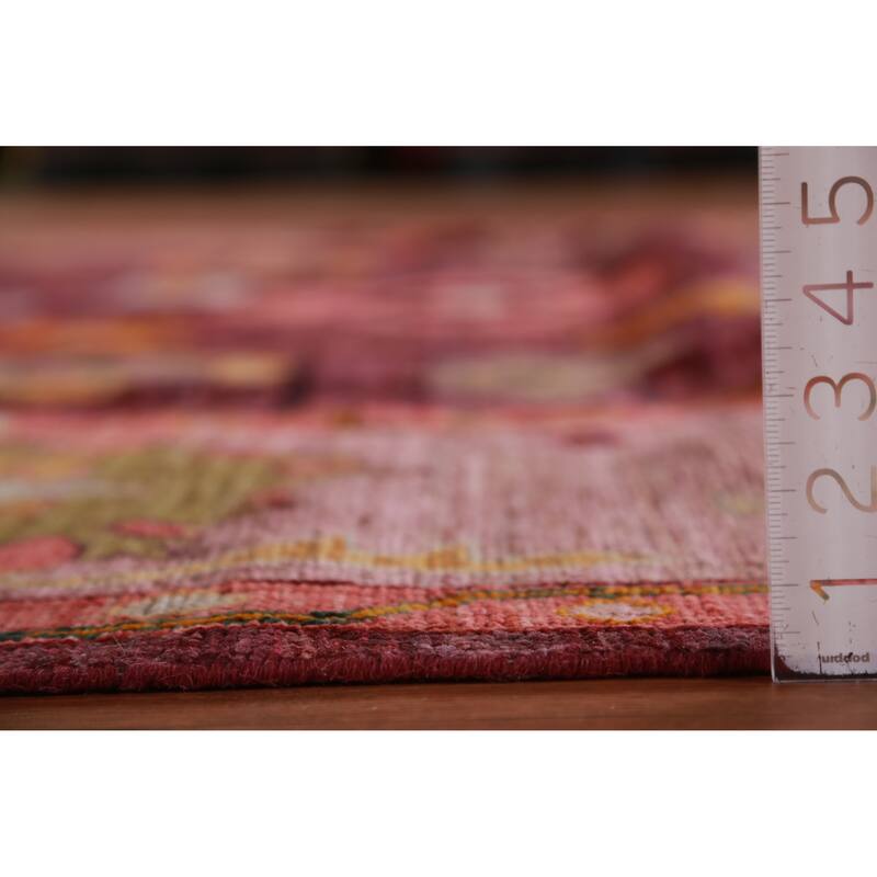 Hand Knotted Oriental 100% Wool Carpet Transitional All-Over Red Oushak Area Rug - 11' 7'' X 9' 1''