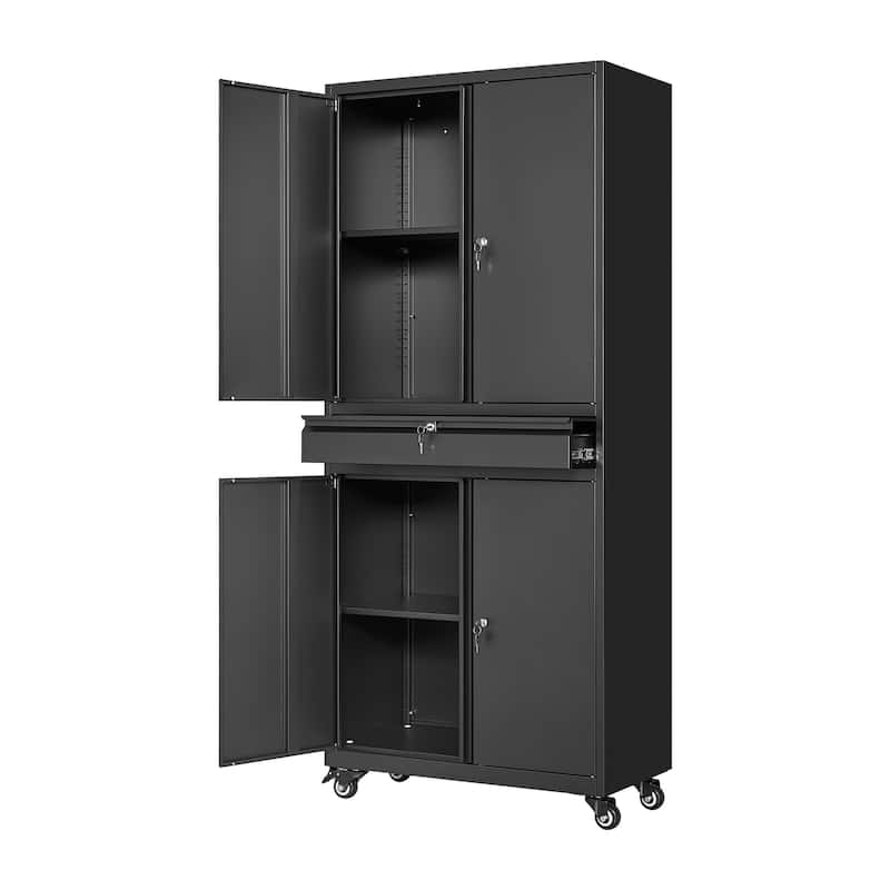 Steel Garage Storage Cabinet Rolling Tool Storage Cabinet with Adjustable Shelves