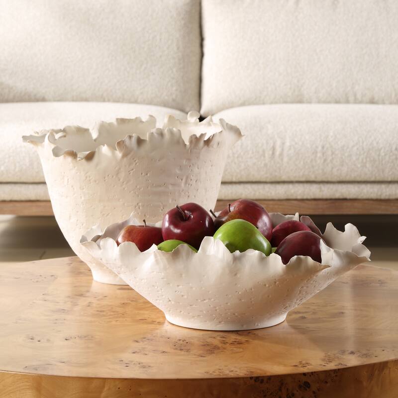 Uttermost Blossom Short Off-white Bowl - 4.5'' H X 16.75'' W X 12'' D
