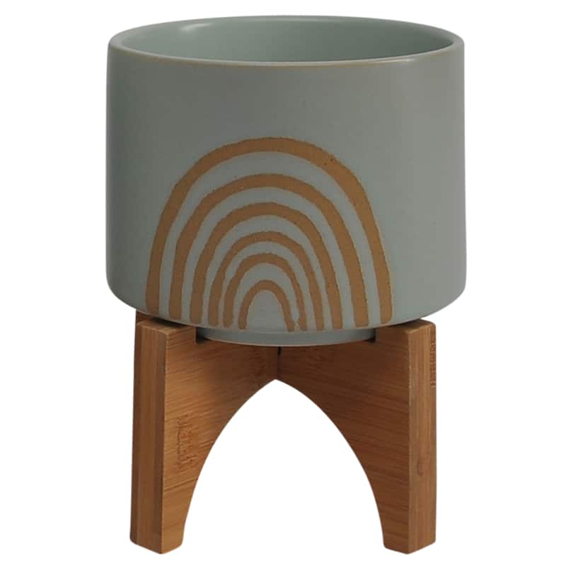 Sagebrook Home Ceramic Rainbow Arch Planter Pot with Stand