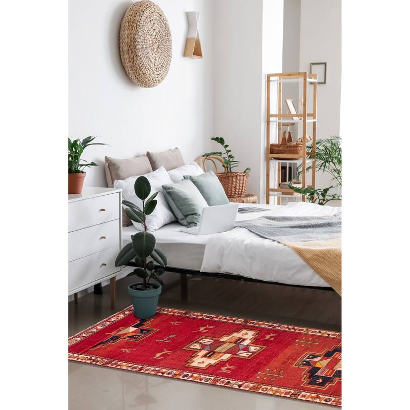 ECARPETGALLERY Hand-knotted Melis Vintage Red Wool Rug - 4'5 x 13'4