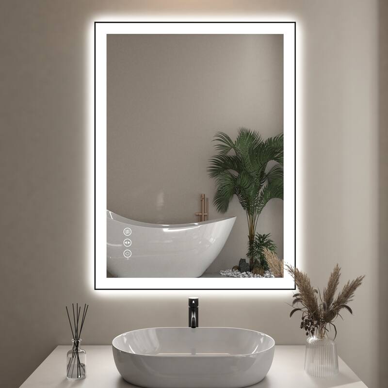 Rectangular Aluminum Framed Backlit and Front Light LED Wall Bathroom Vanity Mirror - N/A - 32" * 24"