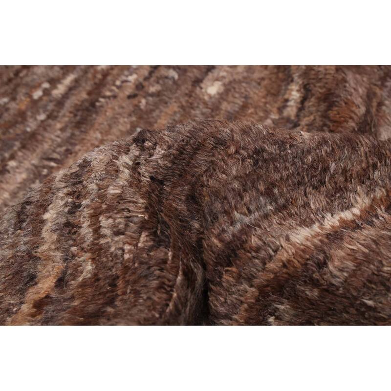 ECARPETGALLERY Hand-knotted Pak Finest Marrakesh Dark Brown Wool Rug - 7'10 x 10'3