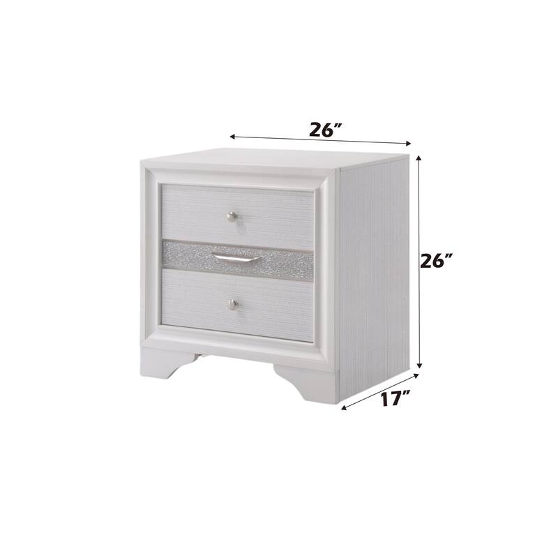 Elegant White Nightstand with Drawers and Jewelry Storage, Compact Design for Bedroom or Living Room