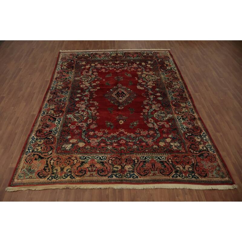 Hand Knotted Oriental 100% Wool Carpet Traditional Floral Red Mahal Area Rug - 11' 9'' X 8' 8''