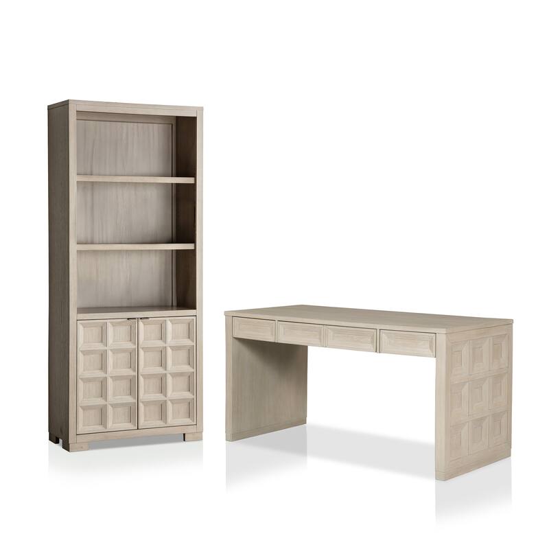 Furniture of America Durem Modern Tawny Brown Writing Desk with Bookcase Set