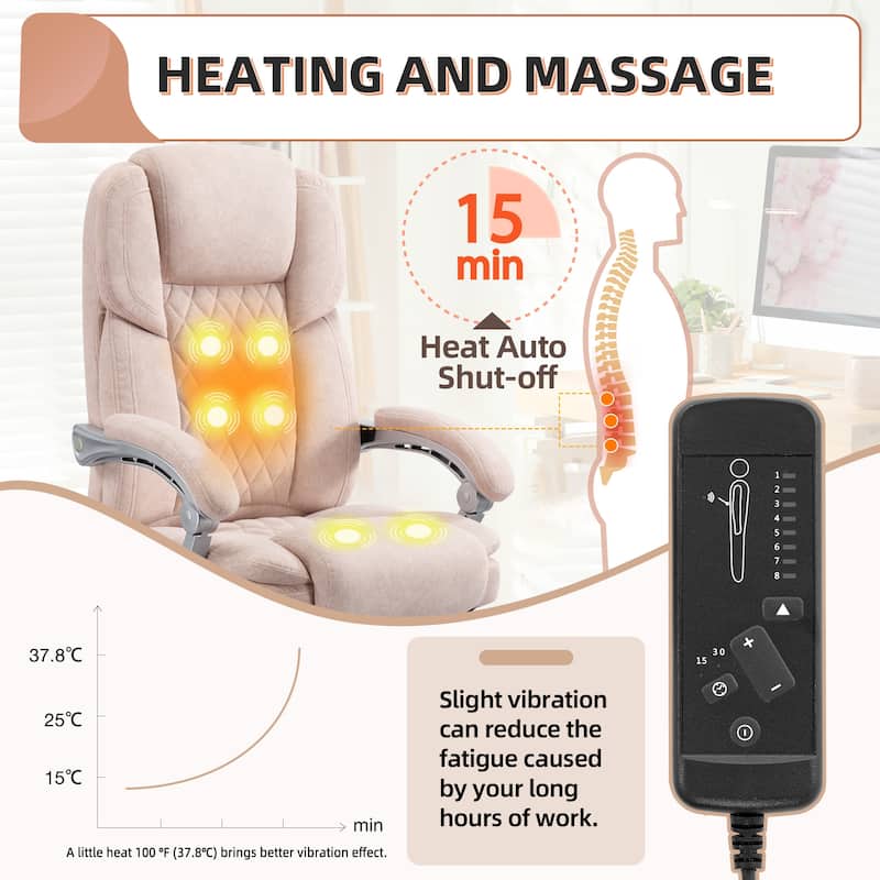 EROMMY Heated Massage Office Chair with Footrest, Ergonomic Reclining Desk Chair with Lumbar Support and Adjustable Height.