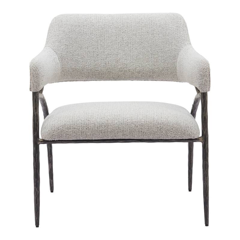 HomeRoots 28" Gray And Black Fabric Arm Chair - 27.6' X '32.7' X '28