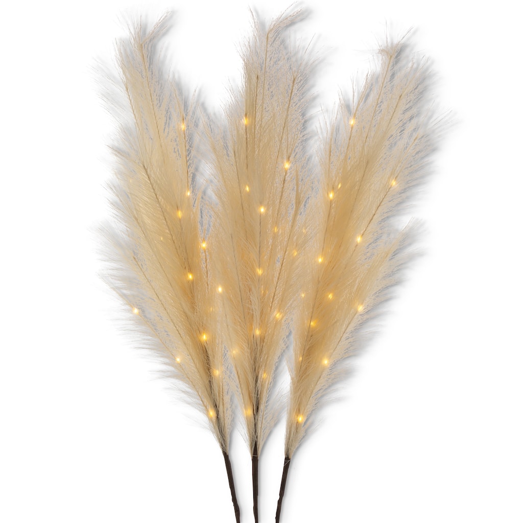 43.3 in H Beige Lighted Pampas Grass Branch