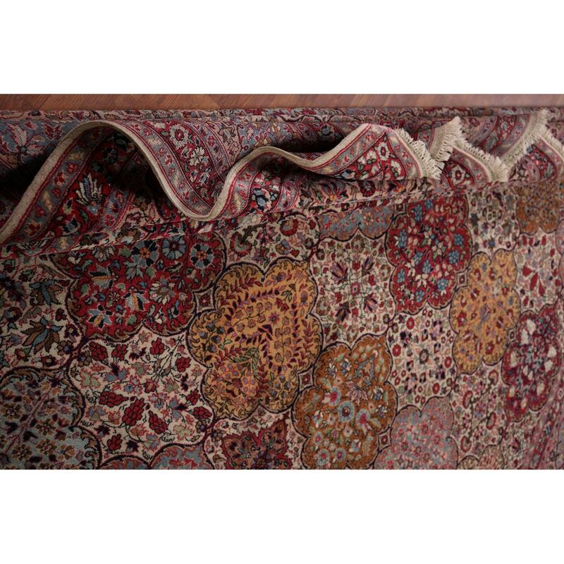 Vegetable Dye Agra Indian Antique Area Rug Hand-Knotted Wool Carpet - 9'1" x 12'2"