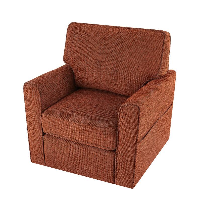 Swivel Chair with Side Pockets & Cushions