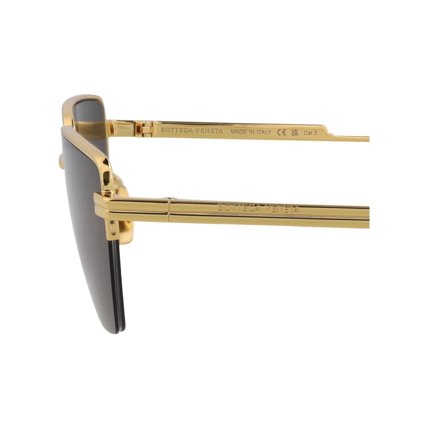 Bottega Veneta Square-Frame Metal Sunglasses - Gold Gold Grey
