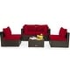 preview thumbnail 51 of 61, Costway 5PCS Patio Rattan Furniture Set Cushioned Sofa & Chair Coffee
