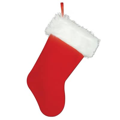 Club 12 Traditional Style Plush Red White Christmas Stockings 15"