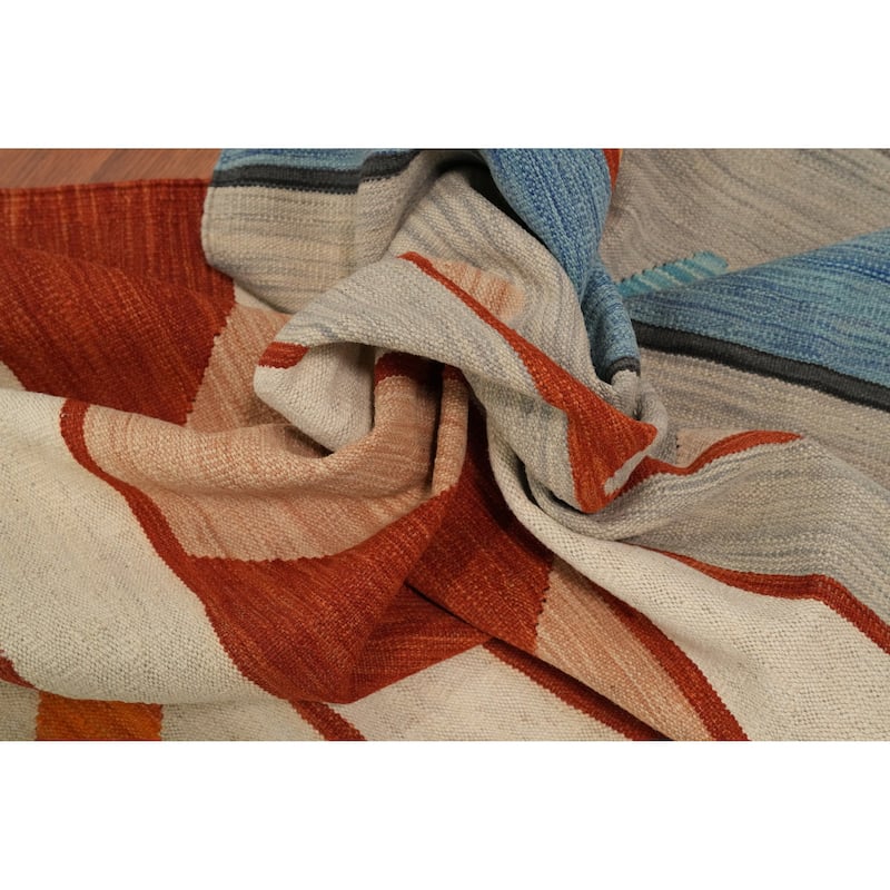 Hand Woven Oriental 100% Wool Carpet Southwestern Tribal Multi-Colored Kilim Area Rug - 11' 8'' X 9' 4''