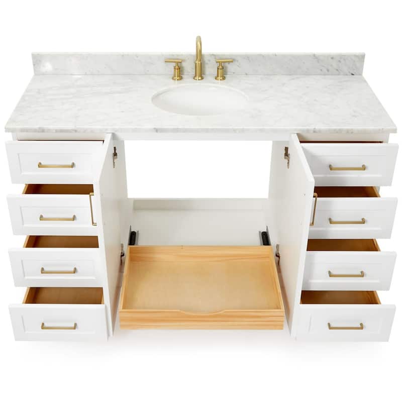Ariel Q061SCW2OVO Taylor 61" Free Standing Single Oval Basin Vanity