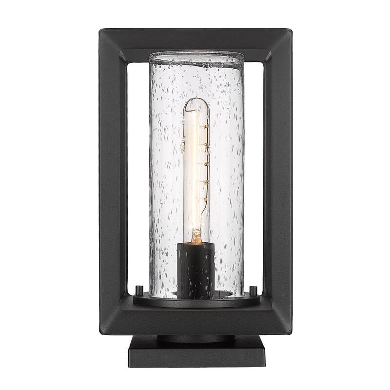 Smyth 1 Light Outdoor Pier Mount - Seeded Glass/Natural Black