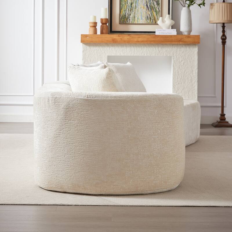 Modern Chenille Sectional Sofa with Deep Seating and 4 Throw Pillows for Living Room and Guest Room, No Assembly