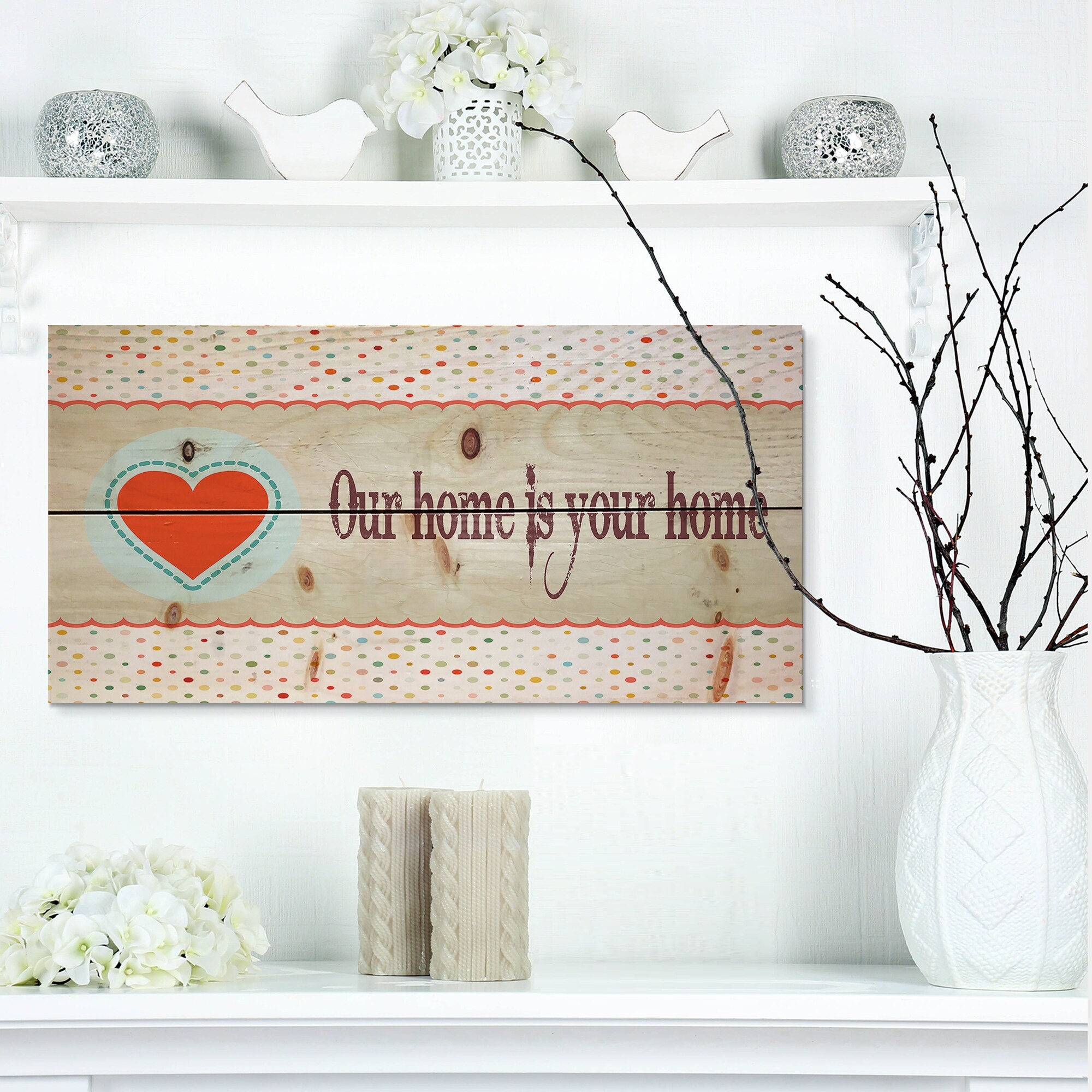 Designart 'Our home is your home. Vintage Heart' Textual  Small-image