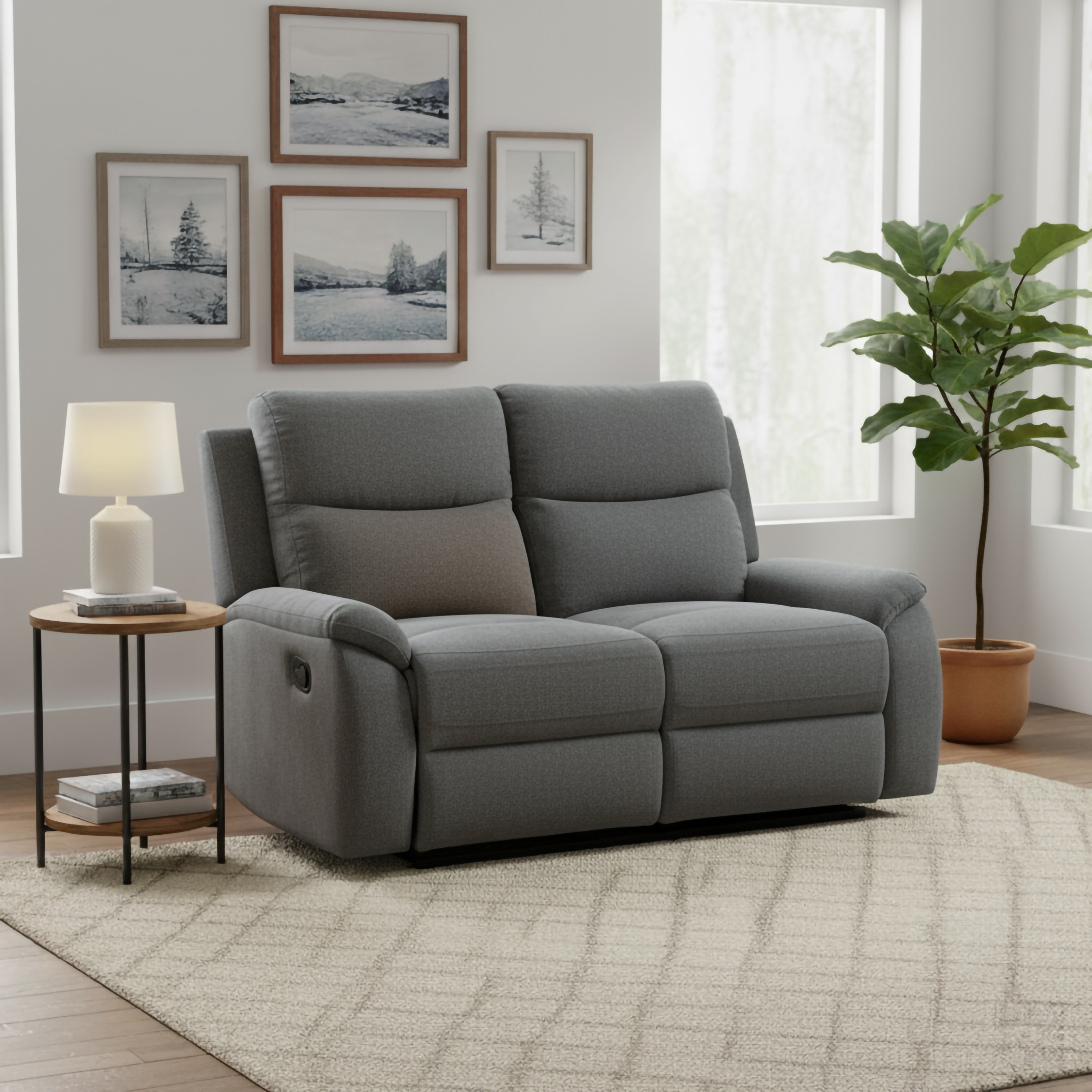 Transitional Fabric Living Room Reclining Loveseat