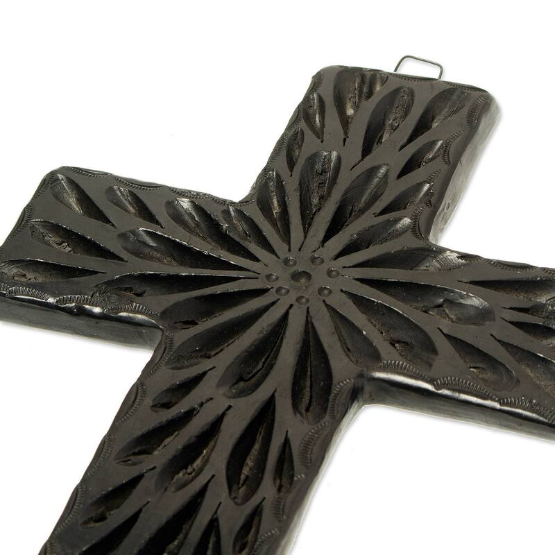 Novica Handmade Oaxacan Faith Ceramic Wall Cross