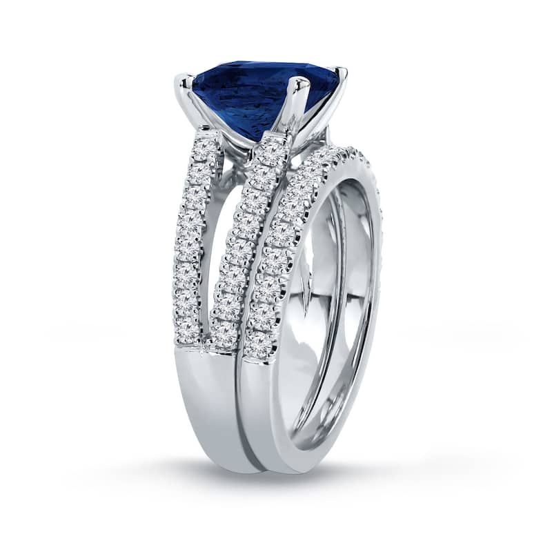 Auriya 2ctw Princess-cut Blue Sapphire and Diamond Engagement Ring 3/4ctw 14k Gold