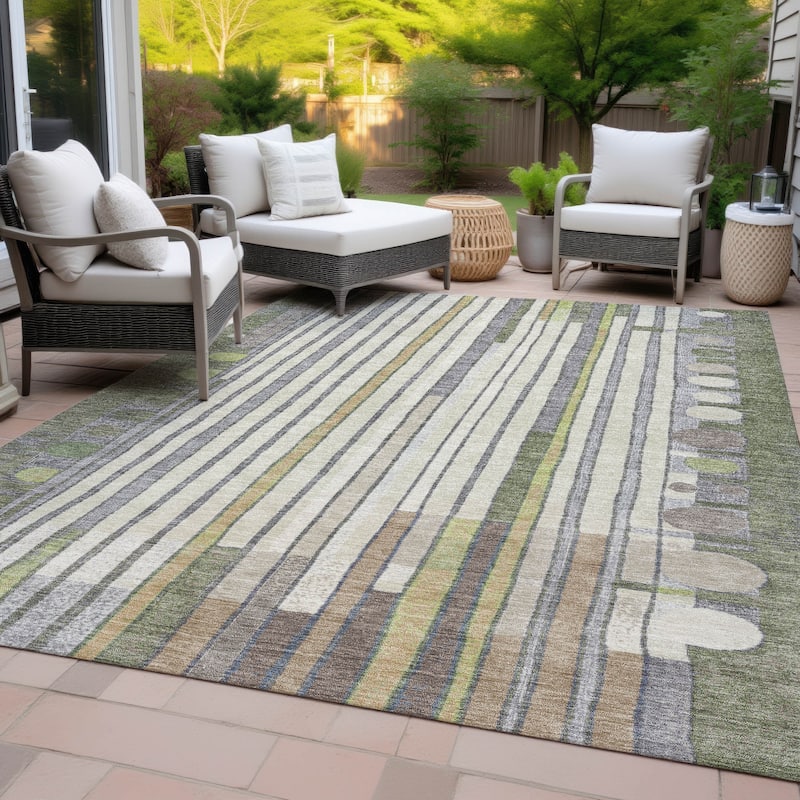 Machine Washable Indoor/Outdoor Casual Contemporary Chantille Rug