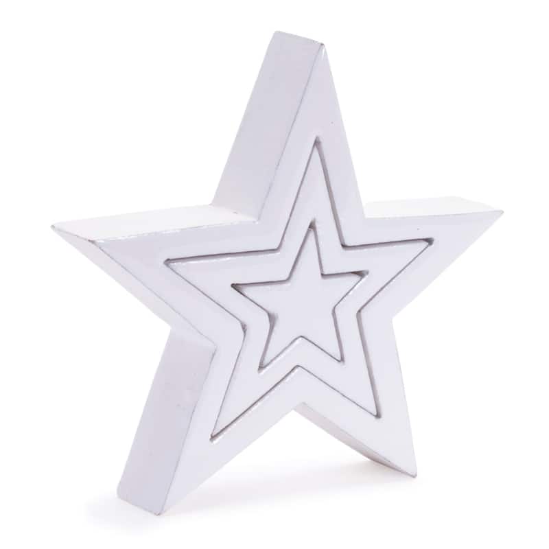 Nested Triple Star Puzzle Christmas Decoration - 8" - Set of 2