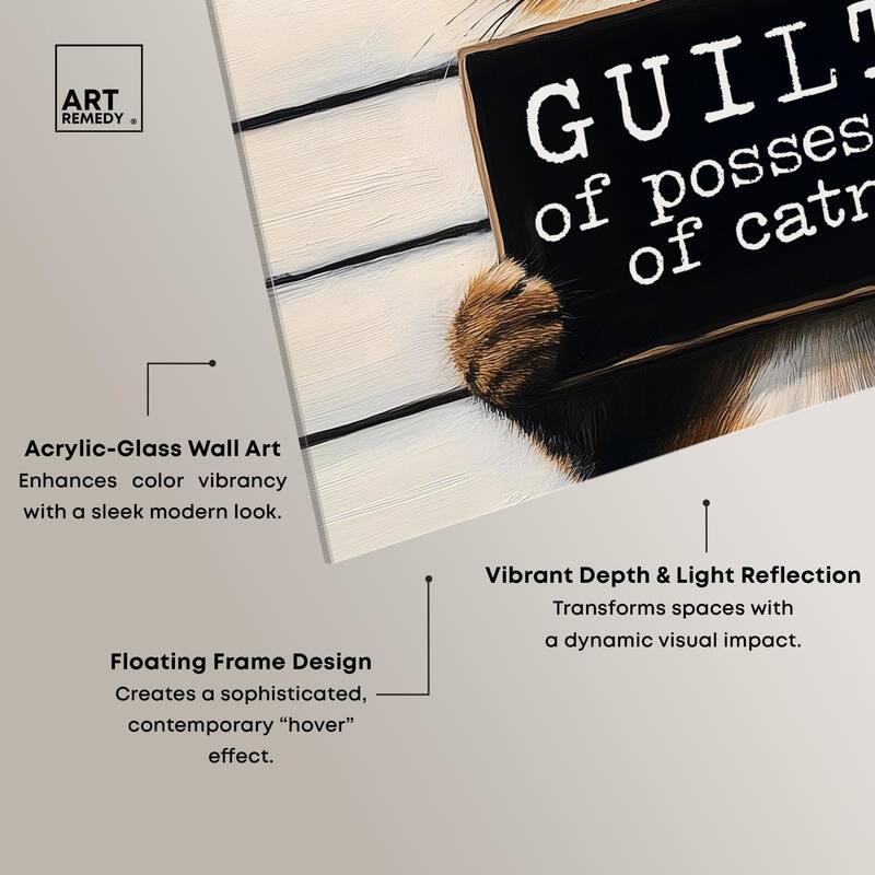 Guilty of Catnip Acrylic by Art Remedy, Ready to Hang