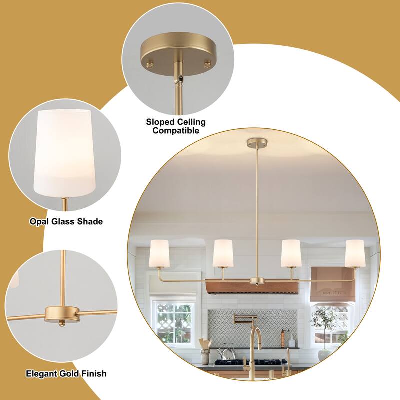 Starsky 4-Light Transitional Linear Pendant Light with Opal Glass Shades