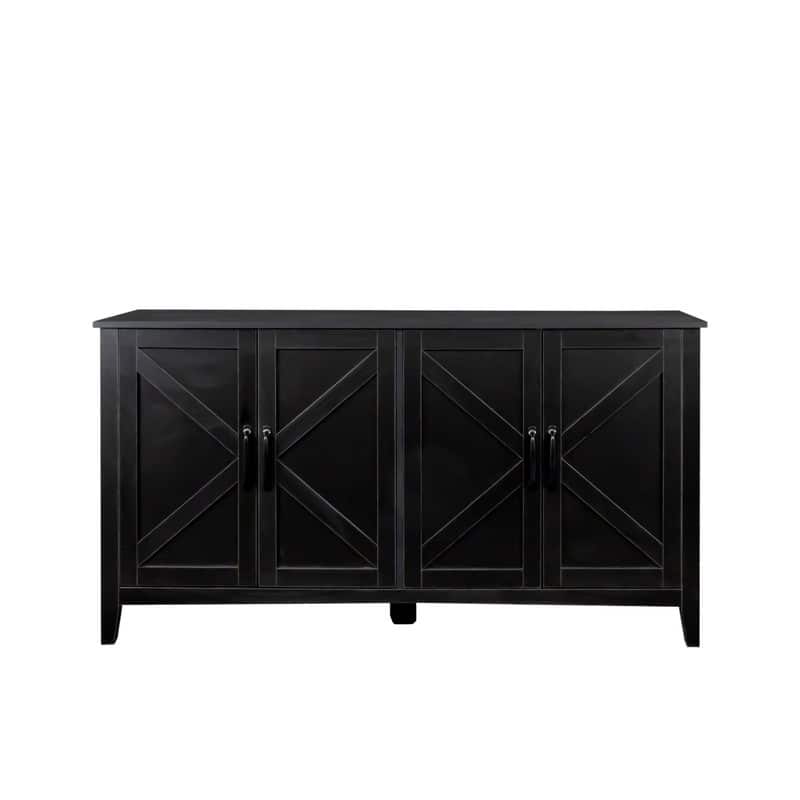 Farmhouse Style 59'' Storage Sideboard Cabinet with 4 Doors and 4 Open Shelves