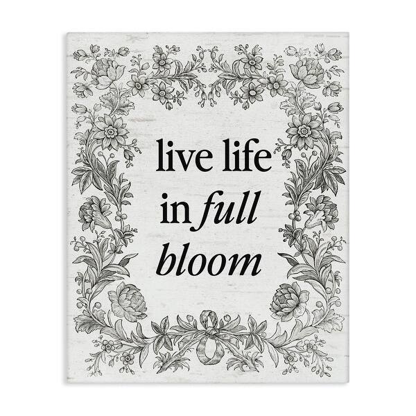 Stupell Vintage Life In Full Bloom Canvas Wall Art Design By Lettered ...