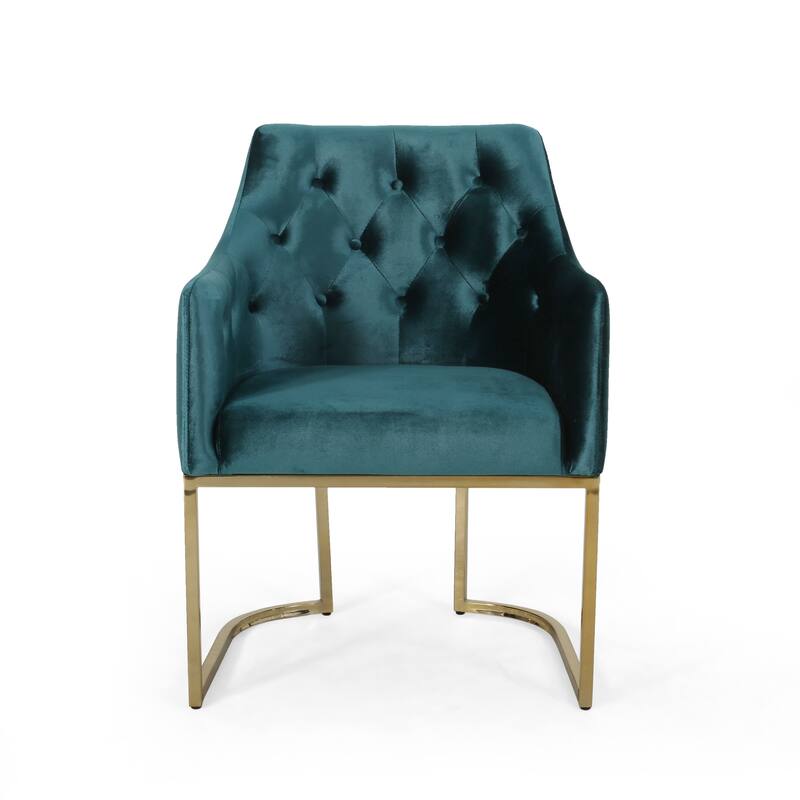 McDonough Modern Tufted Glam Accent Chair by Christopher Knight Home - Teal, Gold
